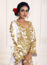 White Silk Gold Resham Embroidered Kaftan Dress