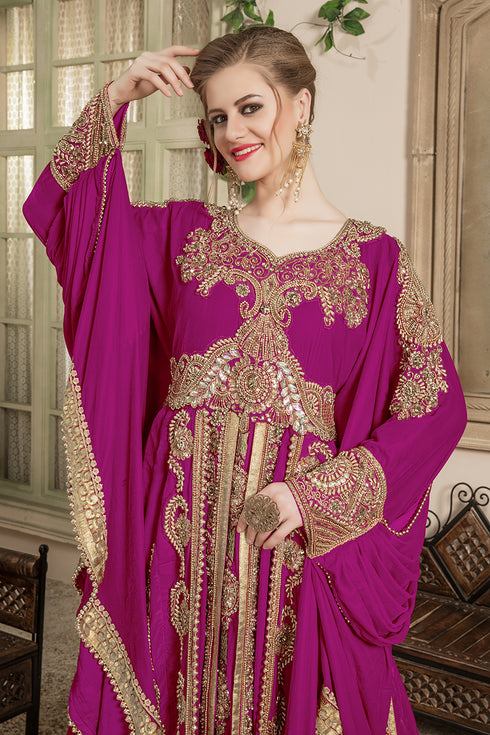 Women pink wedding israeli kaftan