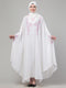White threads embroiderey irani kaftan abaya with embroidered hijab