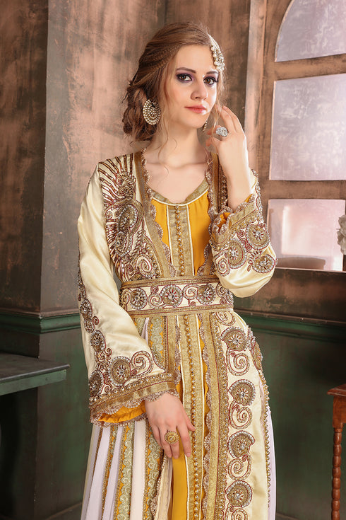 Yellow and white african kaftan