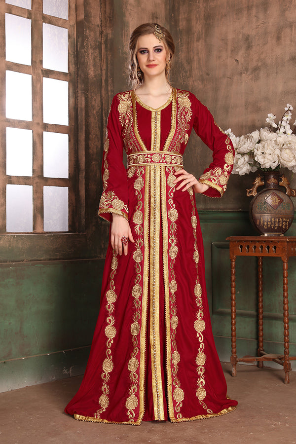 Maroon wedding moroccan israeli kaftan