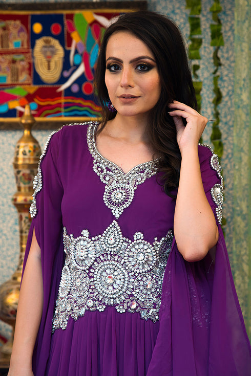 Purple embroidered kaftan