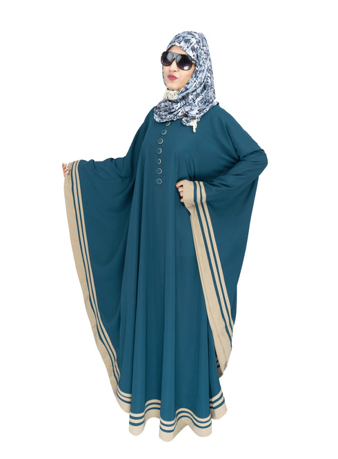 Green plain crepe abaya