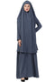 Grey two pieces jilbab set| abyaya and khimar hijab combo