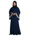 Navy Blue Crepe Embroidered Islamic Eid Abaya