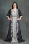 Gray designer brasso fabric hand beaded moroccan party wedding kaftan