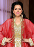 Maroon embroidered georgette islamic kaftan