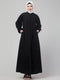 Black plain abaya with placket elastic sleeve and hijab