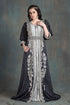 Gray designer brasso fabric hand beaded moroccan party wedding kaftan