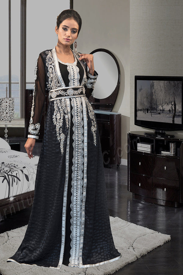 Dark gray and black designer kaftan