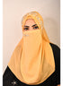 Golden luxury bridal wedding wear hijab scarf with handwork naqab