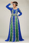Contemporary smart blue and green moroccan kaftan