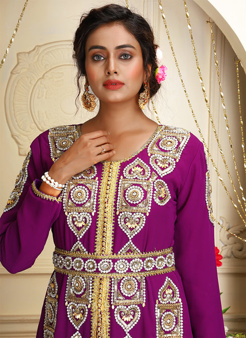 Purple adorable islamic designer kaftan wedding kaftan