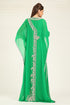 Parrot green designer islamic hand beaded takchita kaftan