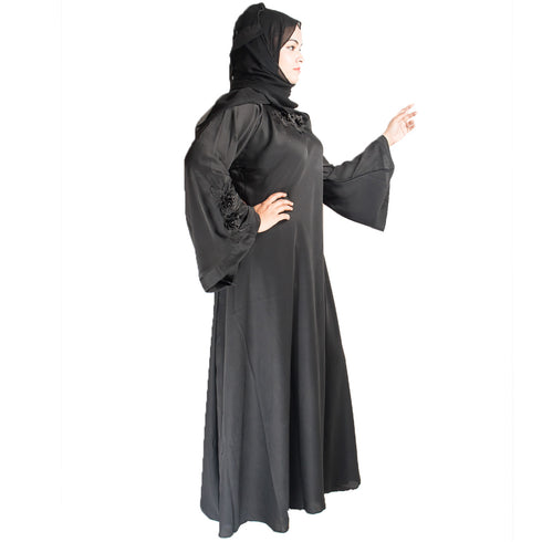 Black plain art silk abaya
