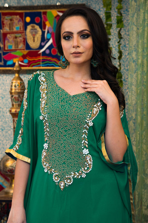 Sea green georgette kaftan