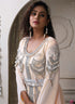 Women white designer wedding hand beaded shell work special events kaftan