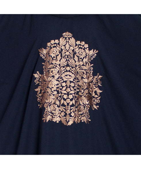 Blue plain crepe abaya