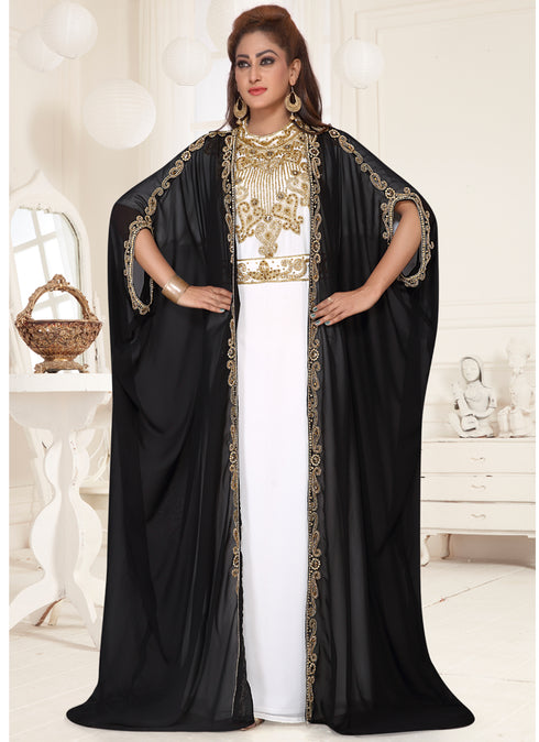 Black embroidered georgette islamic-kaftans