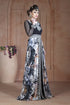 Gleaming mutil and black party wear full sleeve black beading around the neck long sleeve kaftan