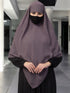 Grey multi layered triangular instant hijabkhimar in georgette