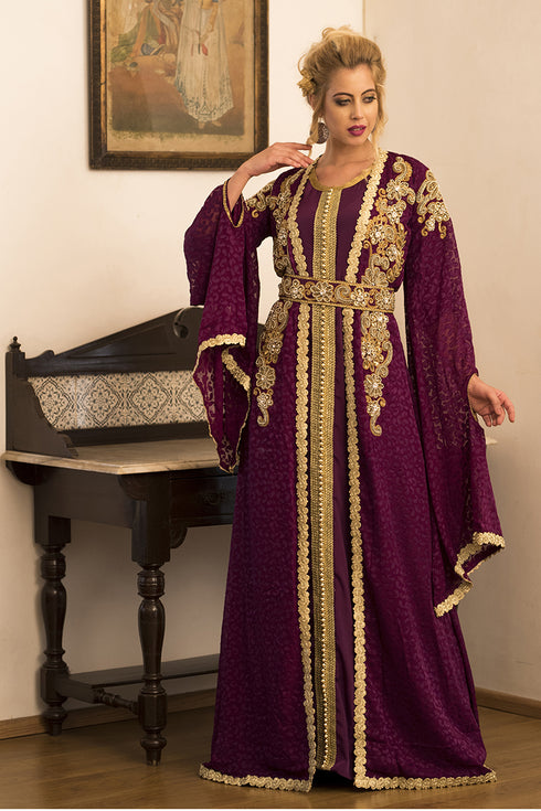 Violet jacket style moroccan wedding caftan