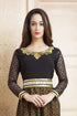 Yellow and black net brasso thread work arab dubai style kaftan