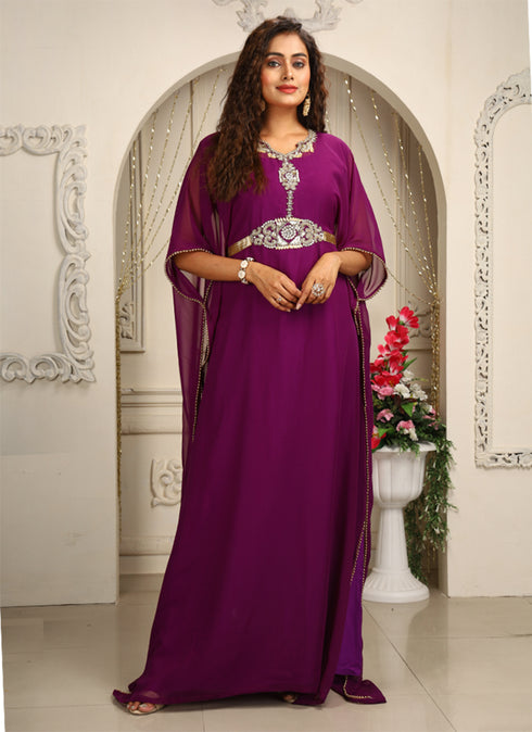 Purple designer arabic takchita kaftan