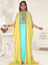 Yellow embroidered georgette islamic-kaftans