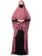 Black four pieces set- dual layer abaya with khimar, shrug & stole hijab.