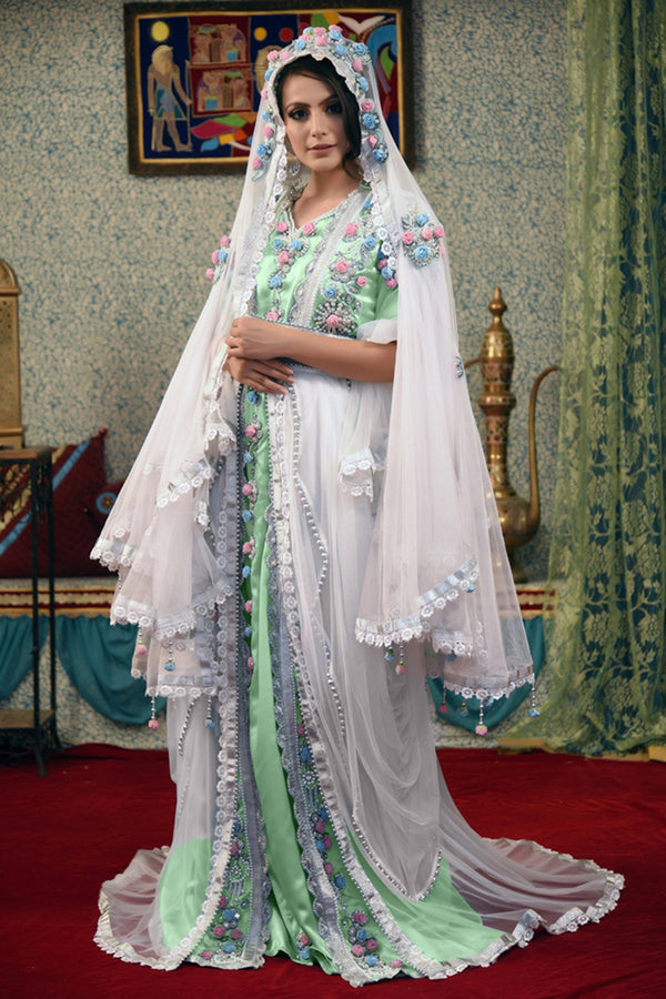 White arabic moroccan wedding caftan