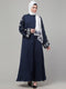 Navy thread embroidered sleeve abaya with contrast hijab