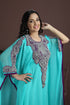 Dazzling blue fashionable hand made kaftan