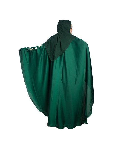 Green embroidered art silk abaya