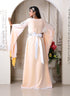 Women white designer wedding hand beaded shell work special events kaftan