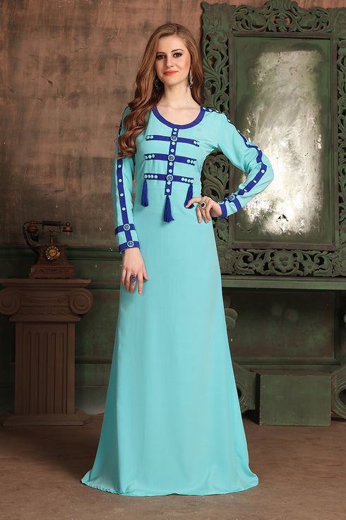Blue crepe designer Abaya
