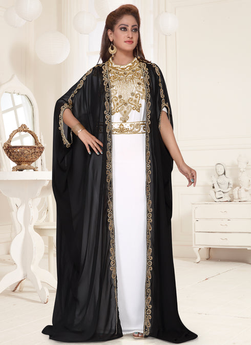 Black embroidered georgette islamic-kaftans