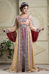 Beautiful arabic muslin wedding cream and maroon bridal kaftan