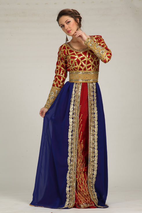 Royal blue designer islamic takchita moroccan kaftan