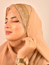 beige bridal hijab with handwork