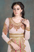 Off white and pink moroccan party wear golden handwork kaftan