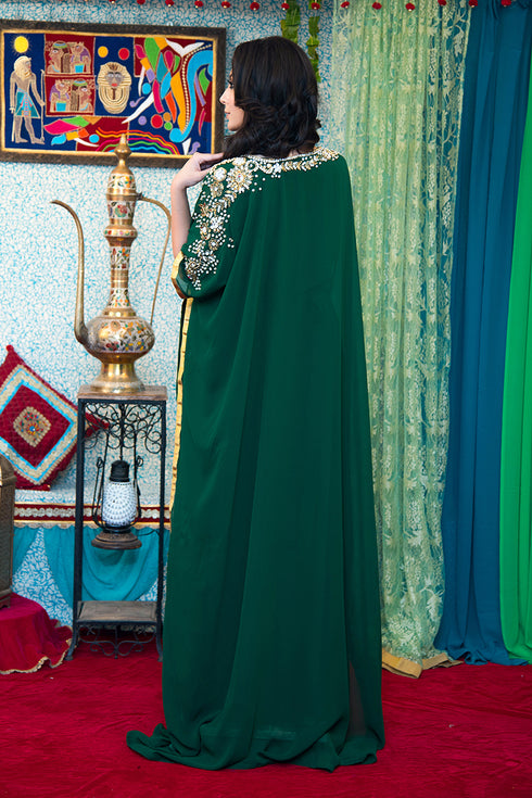 Dark green georgette designer kaftan