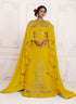 Yellow Georgette Resham Embroidered Party Wear Kaftan
