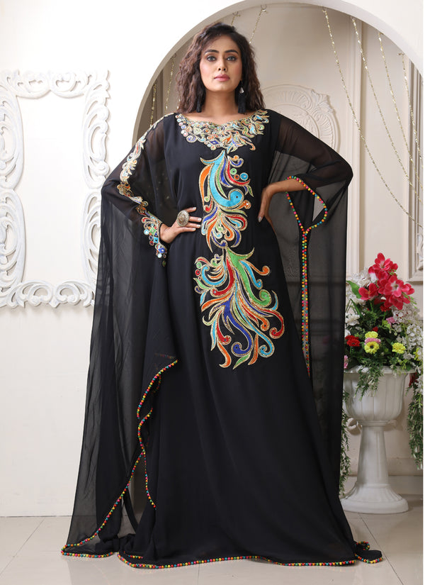 Multicolor embroidery designer islamic takchita kaftan