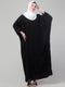 Black pintucks crinckled cey fabric kaftan abaya with hijab