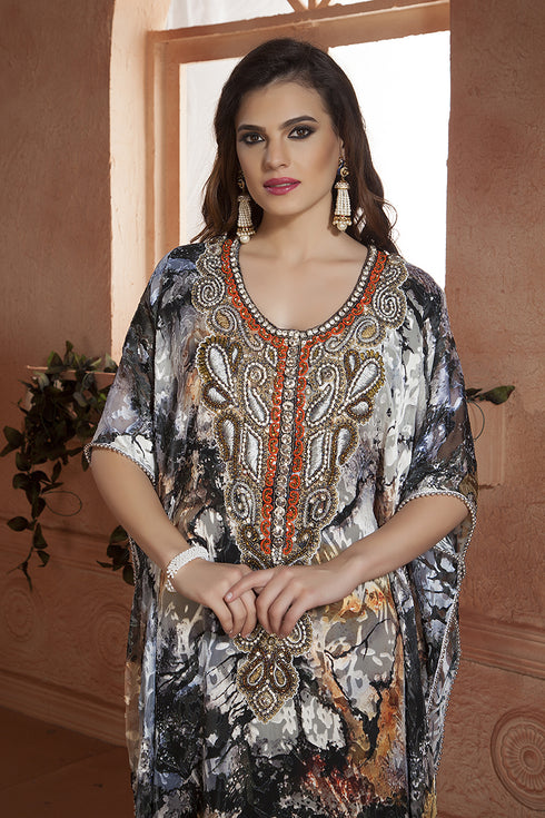 Kaftan saudi arabic style multi handmade free size kaftan