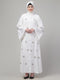 White sequins hand embroidered abaya with embroidered hijab