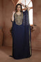 Dark blue modern kaftan dress hand beaded