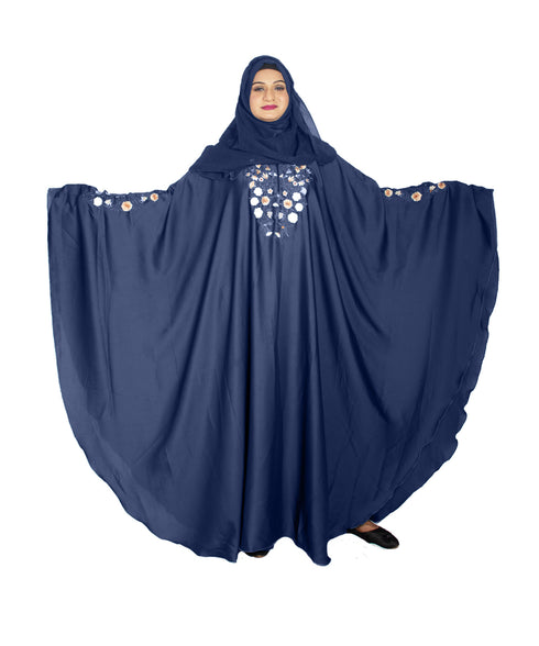 Blue embroidered art silk abaya