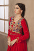 Red long sleeve formal maxi dress
